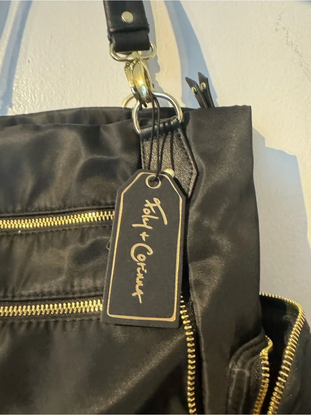 Foley+Corrina Felicity Tote in Balck with Gold Hardware Accents